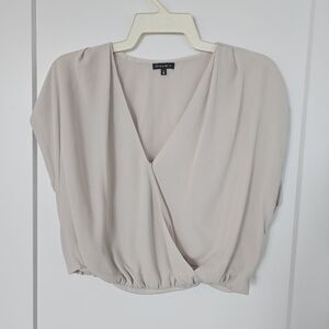 Dynamite Light Gray Faux Wrap Blouse